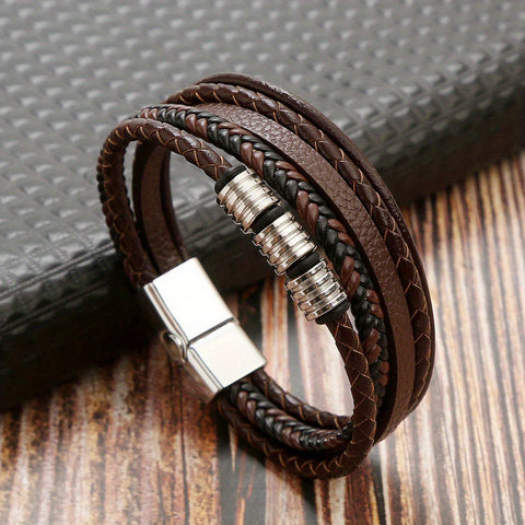 Verfeinerte Geflochtene Lederarmband - Für den Stilvollen Mann