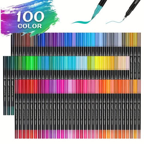 100 Farben Dual-Tip Stifte Set – Vielseitige Fineliner und Pinselspitzen für kreative Projekte