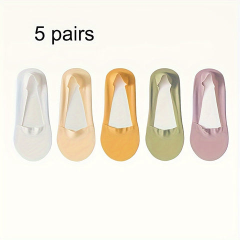 5 Paar Ice Silk Socken – Atmungsaktive und Rutschfeste Unsichtbare Socken für Damen