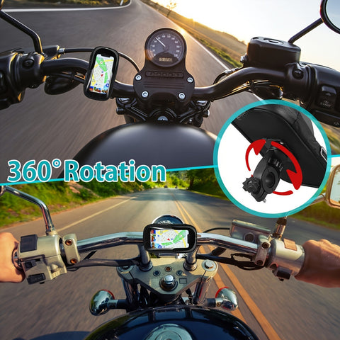 Wasserdichte Fahrrad- und Motorrad-Handyhalterung – Lenker-Tasche mit 360° Drehoption
