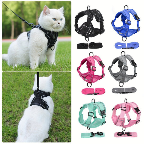Reflektierendes Katzenharness und Leinen-Set – Ideal für Spaziergänge und Training
