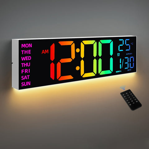 LumiWall Digitale Wanduhr – Groß, Farblich und Einfach Ablesbar