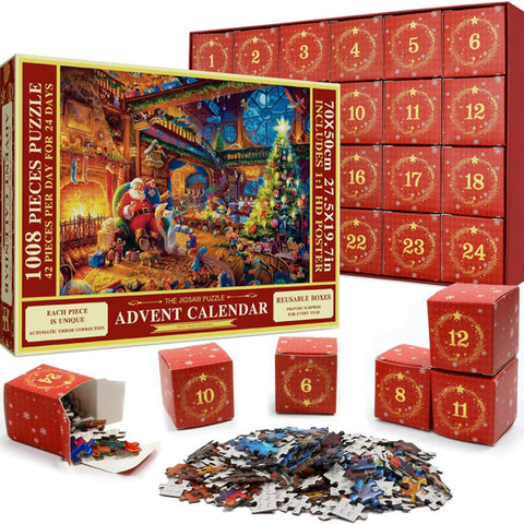 Weihnachts-Puzzle-Adventskalender – 1008 Teile, Täglicher Puzzle-Spaß