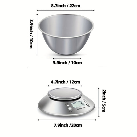 Digitale Küchenwaage mit Edelstahl-Waagschale – Präzision mit Temperatursensor und Timer-Funktion zum Backen und Kochen