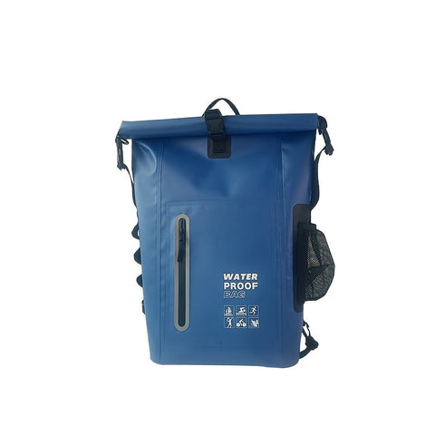 Wasserdichter 25L Roll-Top Rucksack mit mehreren Fächern, robuster Schnallenversiegelung und Netz-Seitentasche