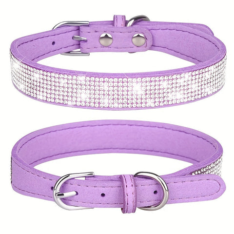 Verstellbares Lederhalsband für Hunde mit Strass – Stark und Langlebig