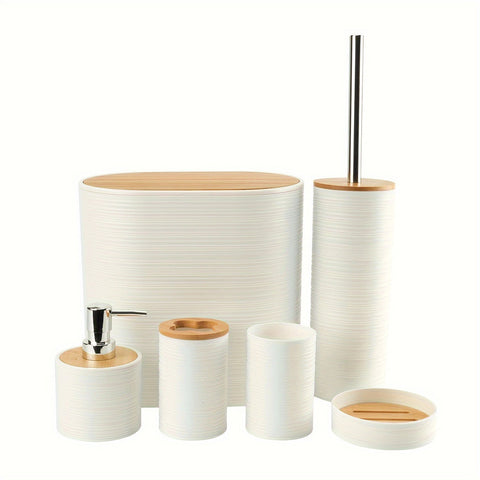 Moderne Badezimmer Set mit Bambus Akzenten – Organisiert und Elegant in Einem