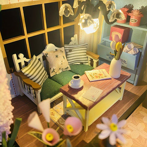 DIY Miniatur Gewächshaus-Haus mit Beleuchtung – Handgefertigtes 3D Puzzle für kreative Dekoration