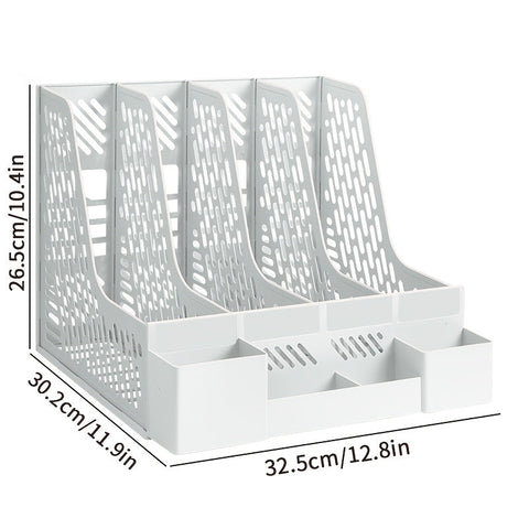 Desktop Dokumentenorganizer – 4 Fächer, Platzsparend, Abnehmbar und Geeignet für Büromaterialien
