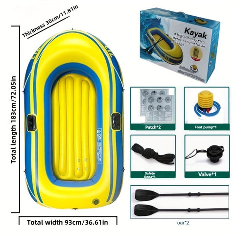 Aufblasbares Fischerboot Set – Leichtes PVC Boot für 2 Personen mit Paddeln