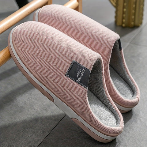 Warme Herrenpantoffeln mit Fischgrätstruktur – Komfort & Grip für Zuhause im Herbst und Winter