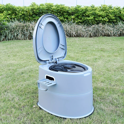Portables Graues PVC-Toilette - Komfortabel und Praktisch für Camping und Notfälle