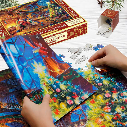 Weihnachts-Puzzle-Adventskalender – 1008 Teile, Täglicher Puzzle-Spaß