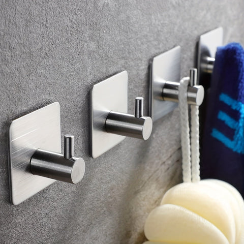 4-teilige Selbstklebende Edelstahl Wandhaken Set – Minimalistisch, Kraftvoll und Wasserfest