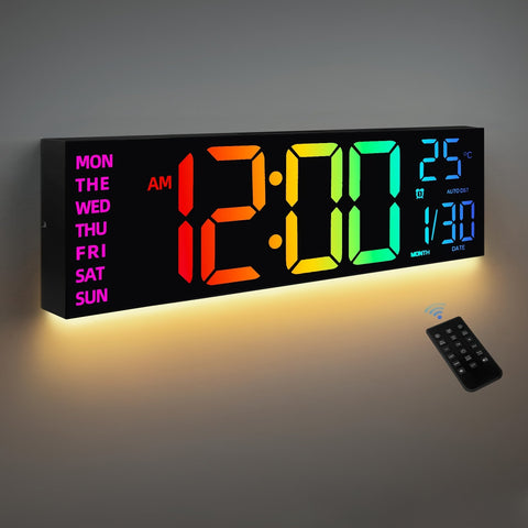 LumiWall Digitale Wanduhr – Groß, Farblich und Einfach Ablesbar