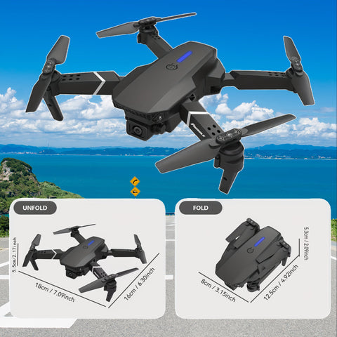 E88 Drohne mit Doppel-Kamera – Zusammenklappbarer Quadcopter mit Höhenhalter