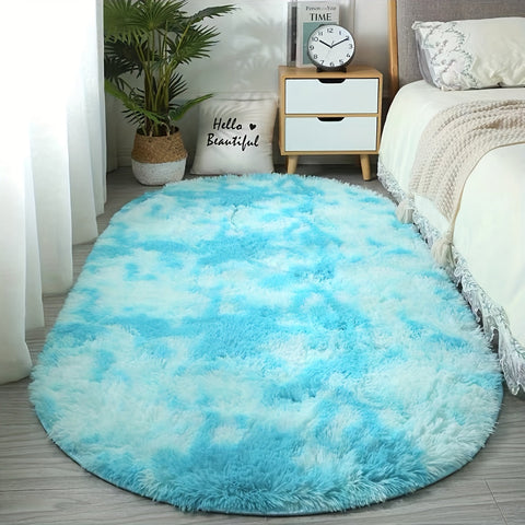 Plüsch Ovaler Teppich – Weicher und Stilvoller Teppich für Schlafzimmer und Wohnzimmer Dekoration