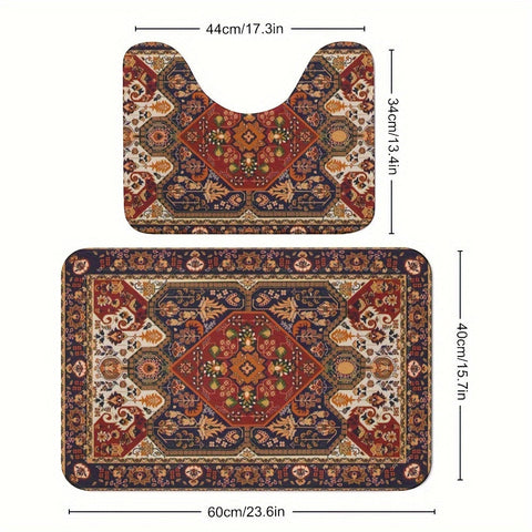 Persisch Inspirierte Badezimmer Teppich Set – Absorbierend und Rutschfest