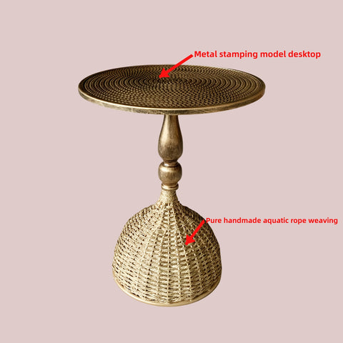 Handgefertigter Wassergras Couchtisch – Antik Bronze Look