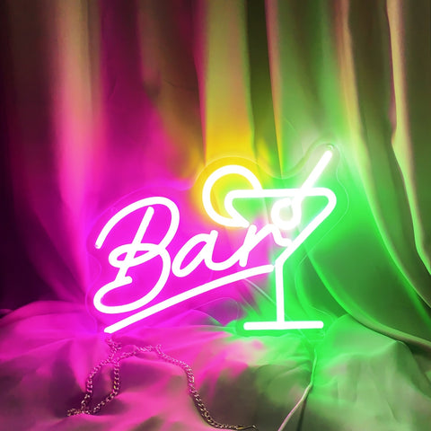Dimmbare LED Neon Bar-Schild – USB-betrieben mit Dimmer
