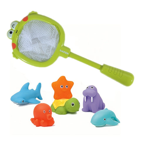 Badespielzeug-Set mit Netzen – Treibende Meeresbewohner und Wasser Spritzer