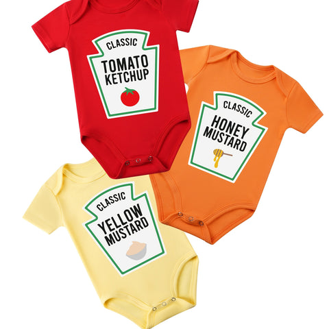 3er-Pack Baby Bodysuits – Weiche Baumwolle mit Verspielten Lebensmittelprints