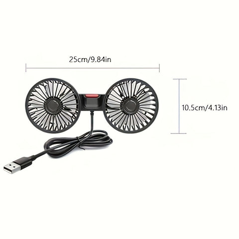 Tragbarer Doppel-Autoventilator – 5-Blatt 360° Drehbar Ultra-Leise