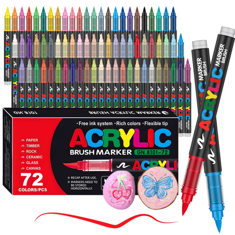 72 Farben Acrylfarben Marker – Perfekt für kreatives Malen auf verschiedenen Oberflächen
