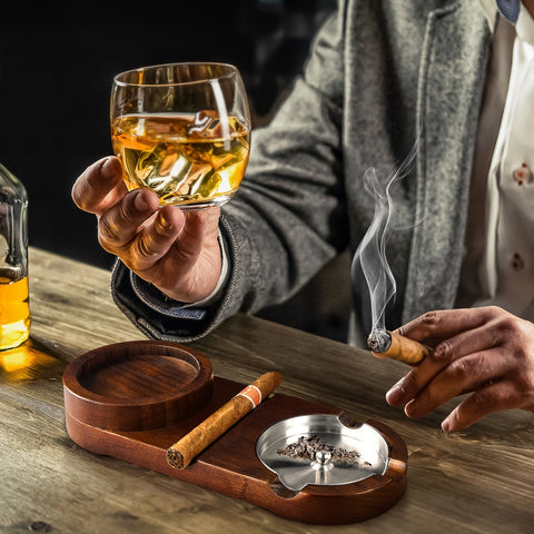 Kreative Zigarren-Aschenbecher und Whiskeyglas-Tablett - Das perfekte Geschenk zum Vatertag oder für Geschäftsbeziehungen