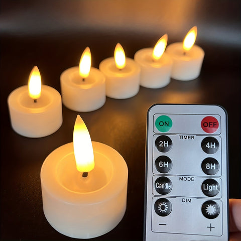 Magische Flammloses Teelichter - Set mit Fernbedienung und Dimmbarem Timer