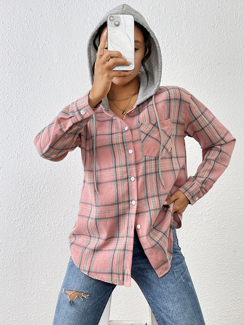 Leichtes Karomuster-Bluse mit Kapuze – Stilvoll und Bequem für Frühling und Sommer