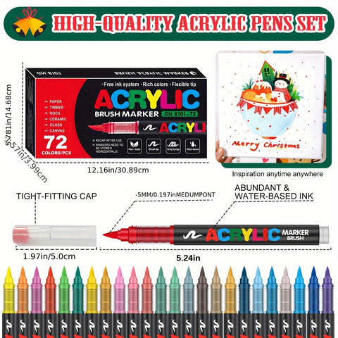 72 Farben Acrylfarben Marker – Perfekt für kreatives Malen auf verschiedenen Oberflächen
