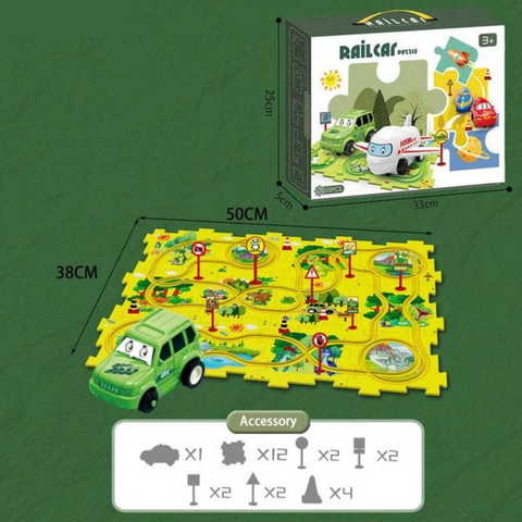 Puzzle-Rennbahn Spielset - Endloser Bau- und Fahrspaß