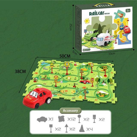 Puzzle-Rennbahn Spielset - Endloser Bau- und Fahrspaß