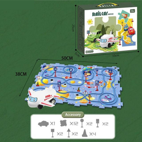 Puzzle-Rennbahn Spielset - Endloser Bau- und Fahrspaß