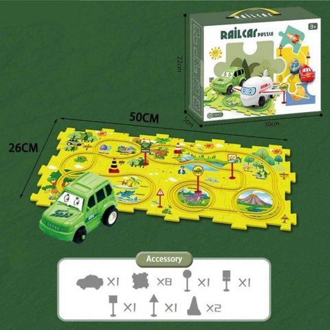 Puzzle-Rennbahn Spielset - Endloser Bau- und Fahrspaß