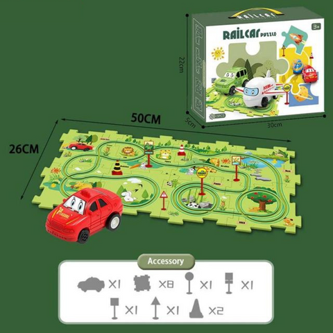 Puzzle-Rennbahn Spielset - Endloser Bau- und Fahrspaß