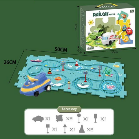 Puzzle-Rennbahn Spielset - Endloser Bau- und Fahrspaß