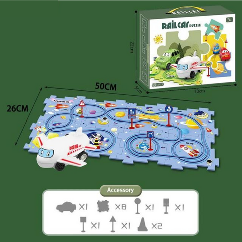 Puzzle-Rennbahn Spielset - Endloser Bau- und Fahrspaß