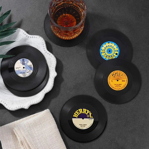 Retro Vinyl Untersetzer Set - Schützen Sie Ihre Möbel mit musikalischem Stil