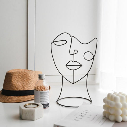 Linienzeichnung Skulptur - Modernes Gesichtdesign für Zuhause