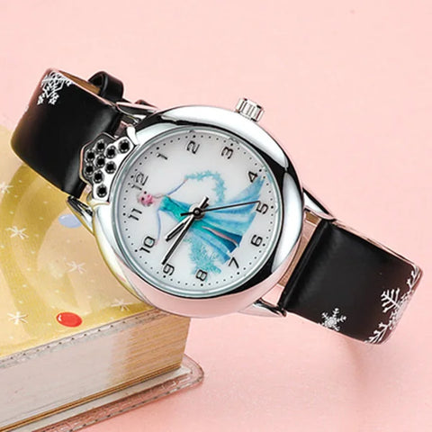 Frozen Prinzessin Elsa Uhr für Kinder – Lederarmband und Magisches Design