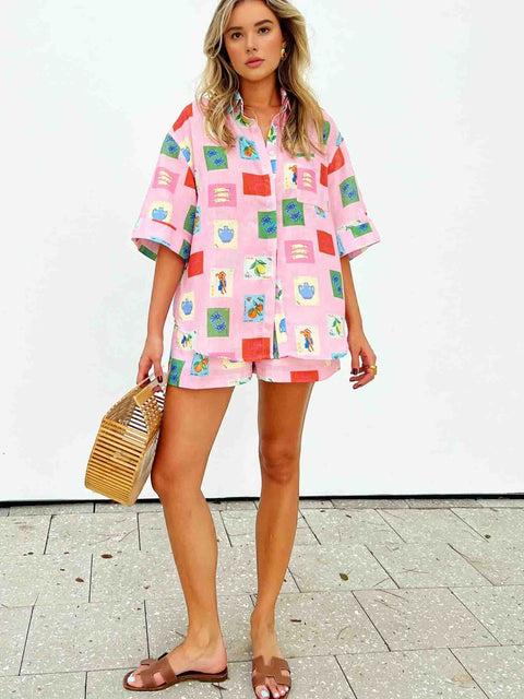 Grace - Buntes Sommer Set: Fröhliches Top & Shorts Kombi