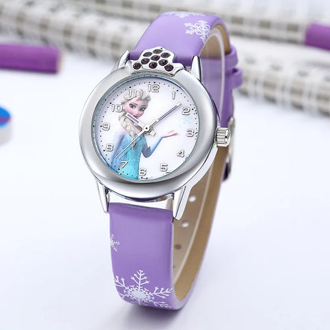 Frozen Prinzessin Elsa Uhr für Kinder – Lederarmband und Magisches Design