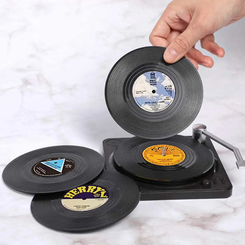 Retro Vinyl Untersetzer Set - Schützen Sie Ihre Möbel mit musikalischem Stil