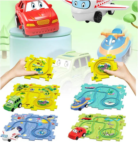 Puzzle-Rennbahn Spielset - Endloser Bau- und Fahrspaß