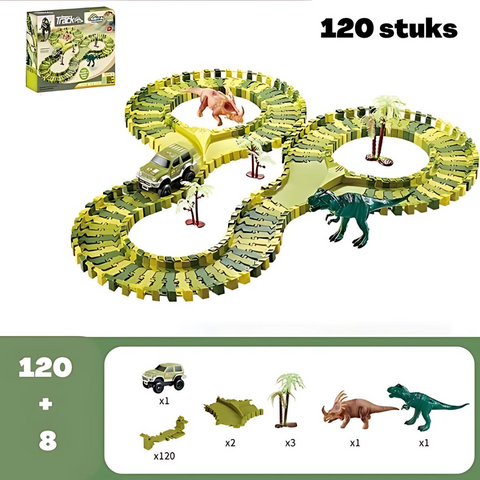 DinoTrack - Dinosaurier Spielzeugset - 360-Grad Bahn