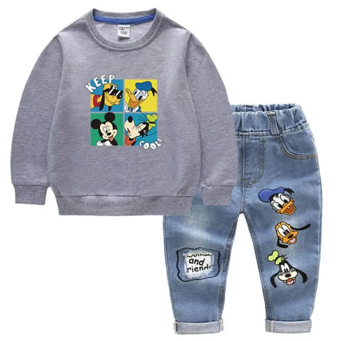 Kinder Kleidung Set – Mickey Mouse Druck T-Shirt und Jeans