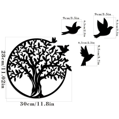 Naturharmonie Wanddekoration – Baum und Vögel