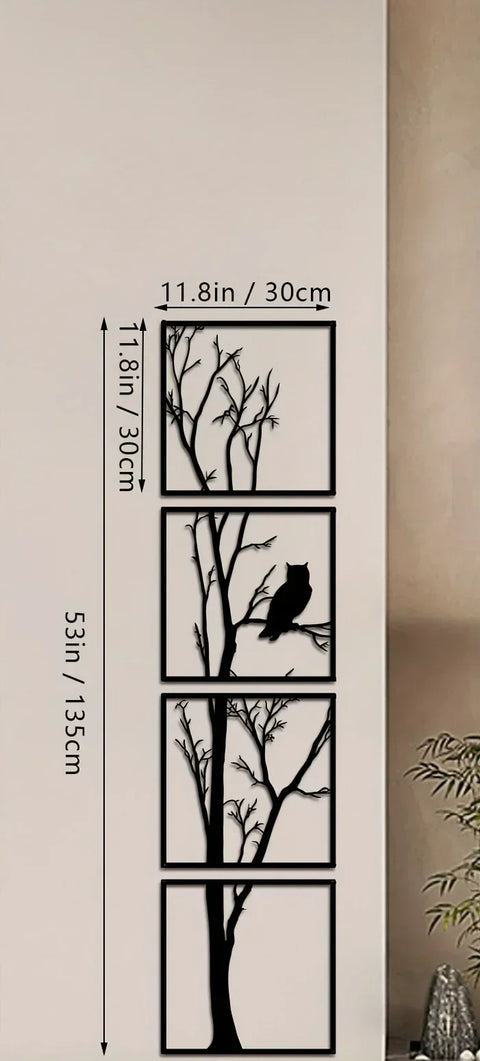 Wanddekoration Baum und Eule - Minimalistisch und Stilvoll